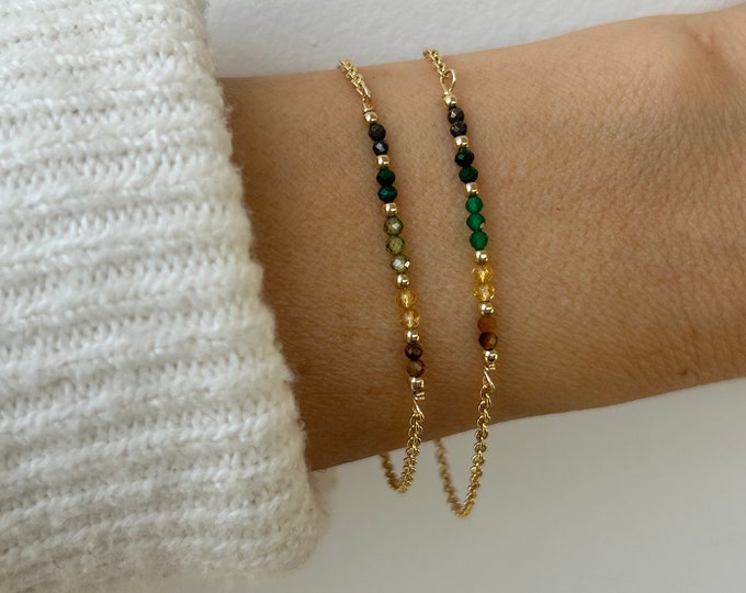 Bracelet for abundance and prosperity. Tiger's eye, citrine, green jade /onyx, malachite and pyrite. Money bracelet