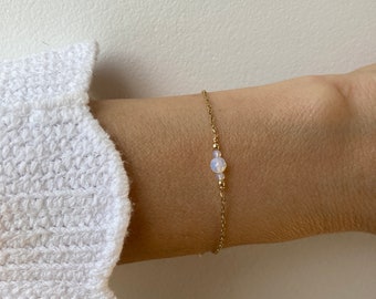 Opalite bracelet.  Sea opal bracelet. Emotional healing. Gold, rose gold, silver chain.