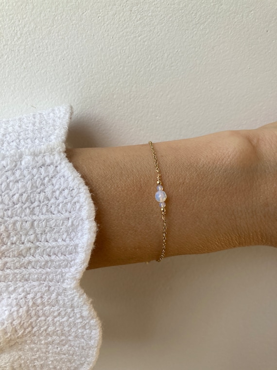 Opalite bracelet.  Sea opal bracelet. Emotional healing. Gold, rose gold, silver chain.