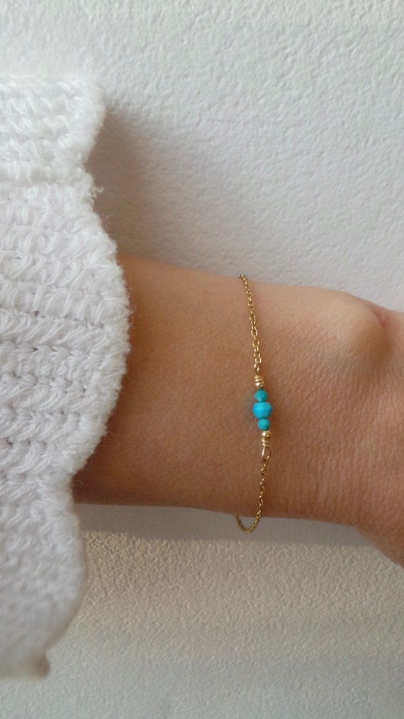 Turquoise bracelet . Dainty turquoise bracelet. Genuine turquoise bracelet. December birthstone bracelet.