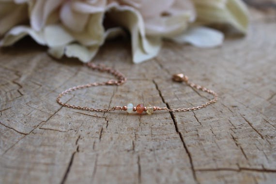 Citrine, opal and sunstone bracelet. Yellow/orange gemstone bracelet. Positivity, optimism, energy. .Gold filled, stainless steel chain.
