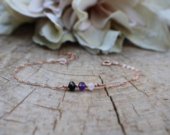 Empath Protection Bracelet, Black Tourmaline, Amethyst, Rose Quartz