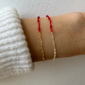 Red string bracelet. Red string of fate bracelet. Red string silk bracelet. Gold filled/sterling silver red string bracelet.