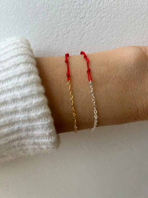 Red string bracelet. Red string of fate bracelet. Red string silk bracelet. Gold filled/sterling silver red string bracelet.