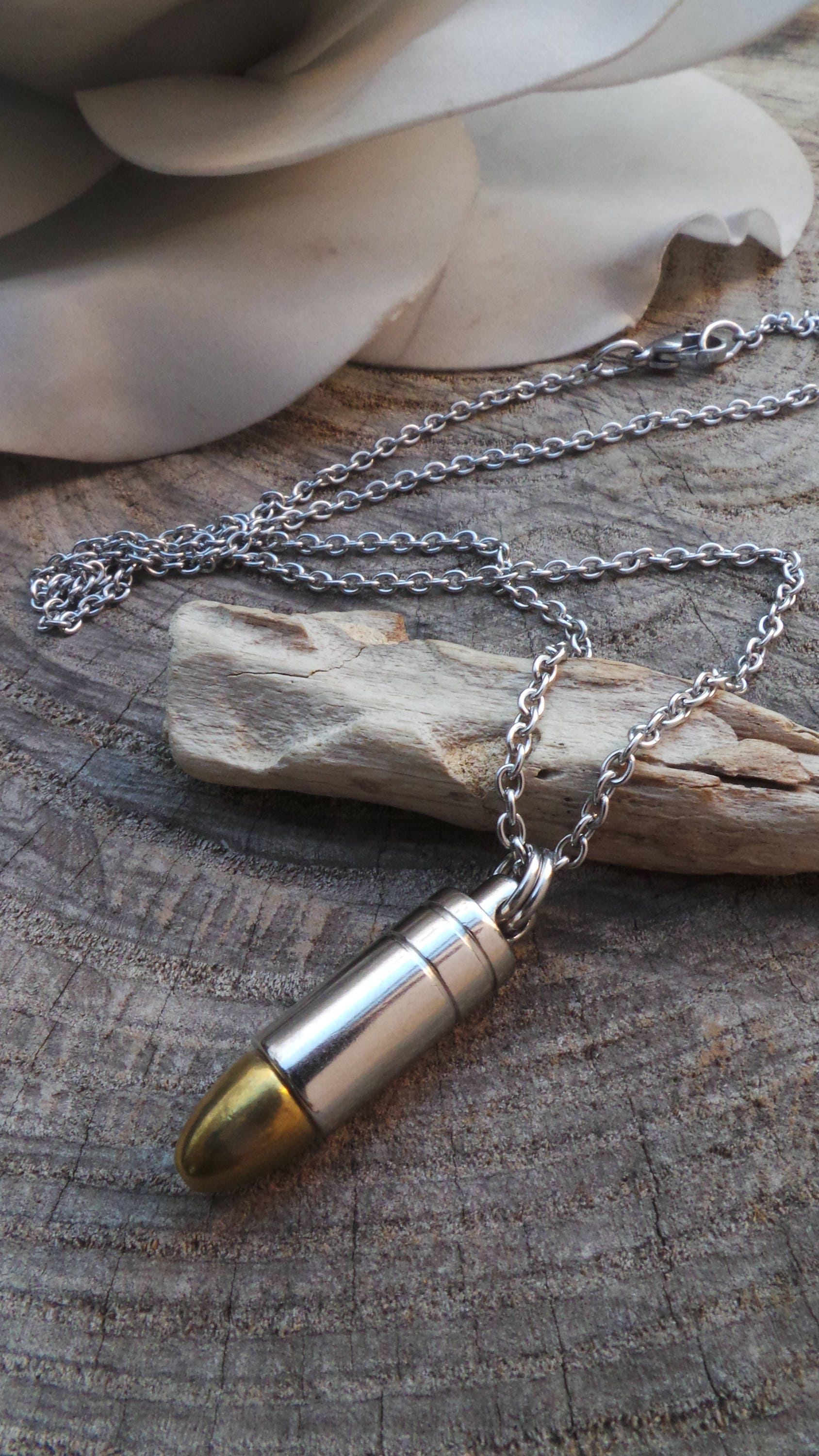 Mens necklace. Men's bullet necklace.Mens bullet pendant necklace. Men