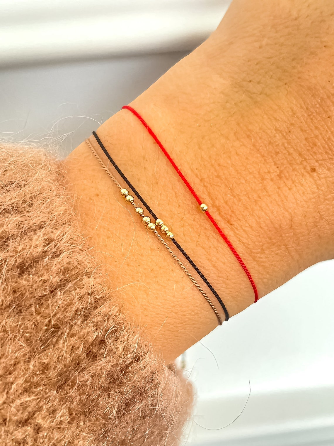 14k Gold Red String Bracelet Silk Cord Red String Bracelet Etsy