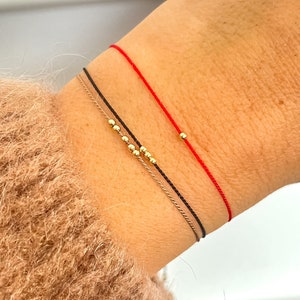 14K Gold Red string bracelet - Red silk cord Bracelet -  Red string of fate - 14k gold red string bracelet -14k gold red string bracelet