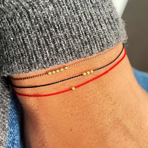 14k gold red string bracelet - silk cord red string bracelet - solid gold jewelry - friendship bracelet