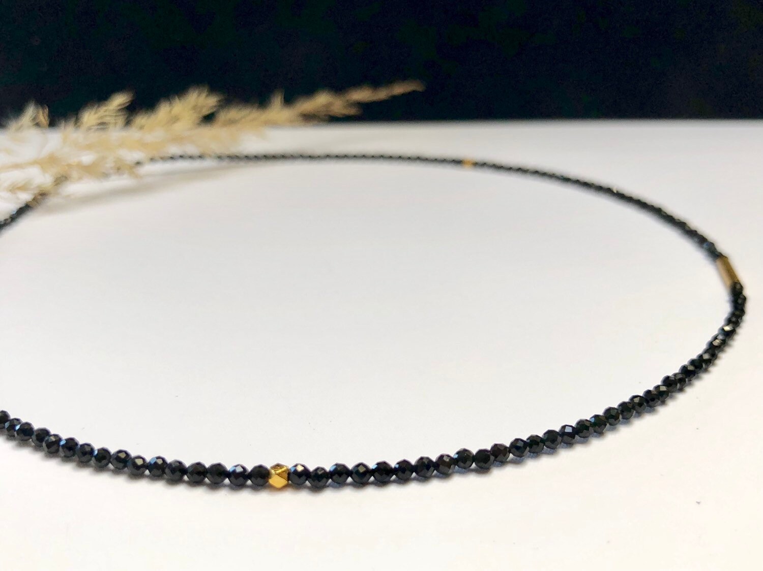 ブレスレット LESS IS MORE black spinel necklace Dainty Black Spinel Necklace, Black Spinel Jewelry