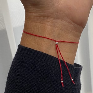 24K gold vermeil Red Silk string Bracelet, protection and wish bracelet, friendship bracelet image 7