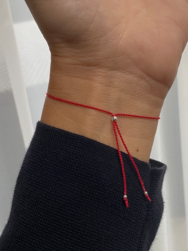 24K gold vermeil Red Silk string Bracelet, protection and wish bracelet, friendship bracelet image 7