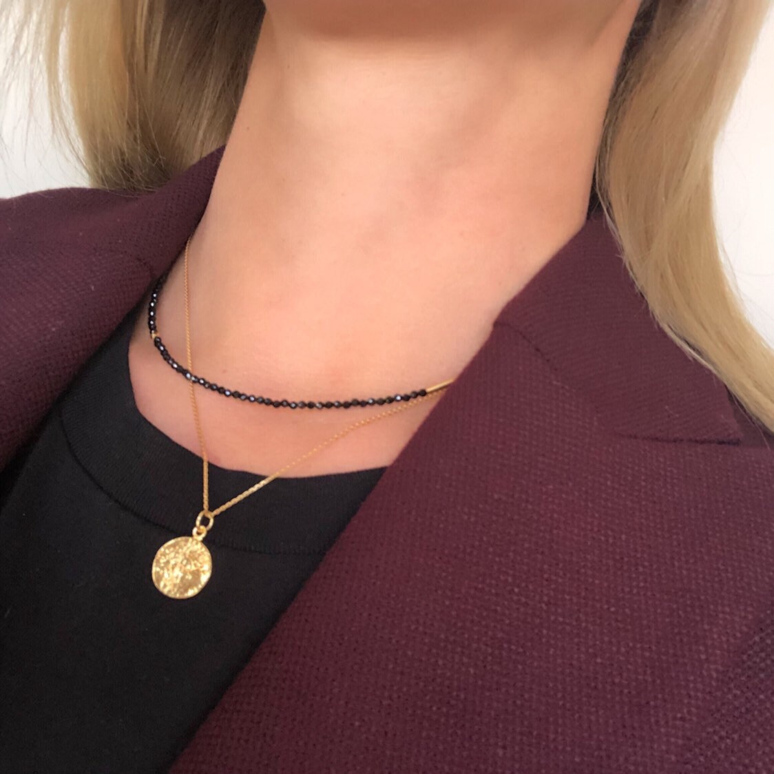 ブレスレット LESS IS MORE black spinel necklace Black Spinel Tennis Necklace in Black Rhodium-Plated