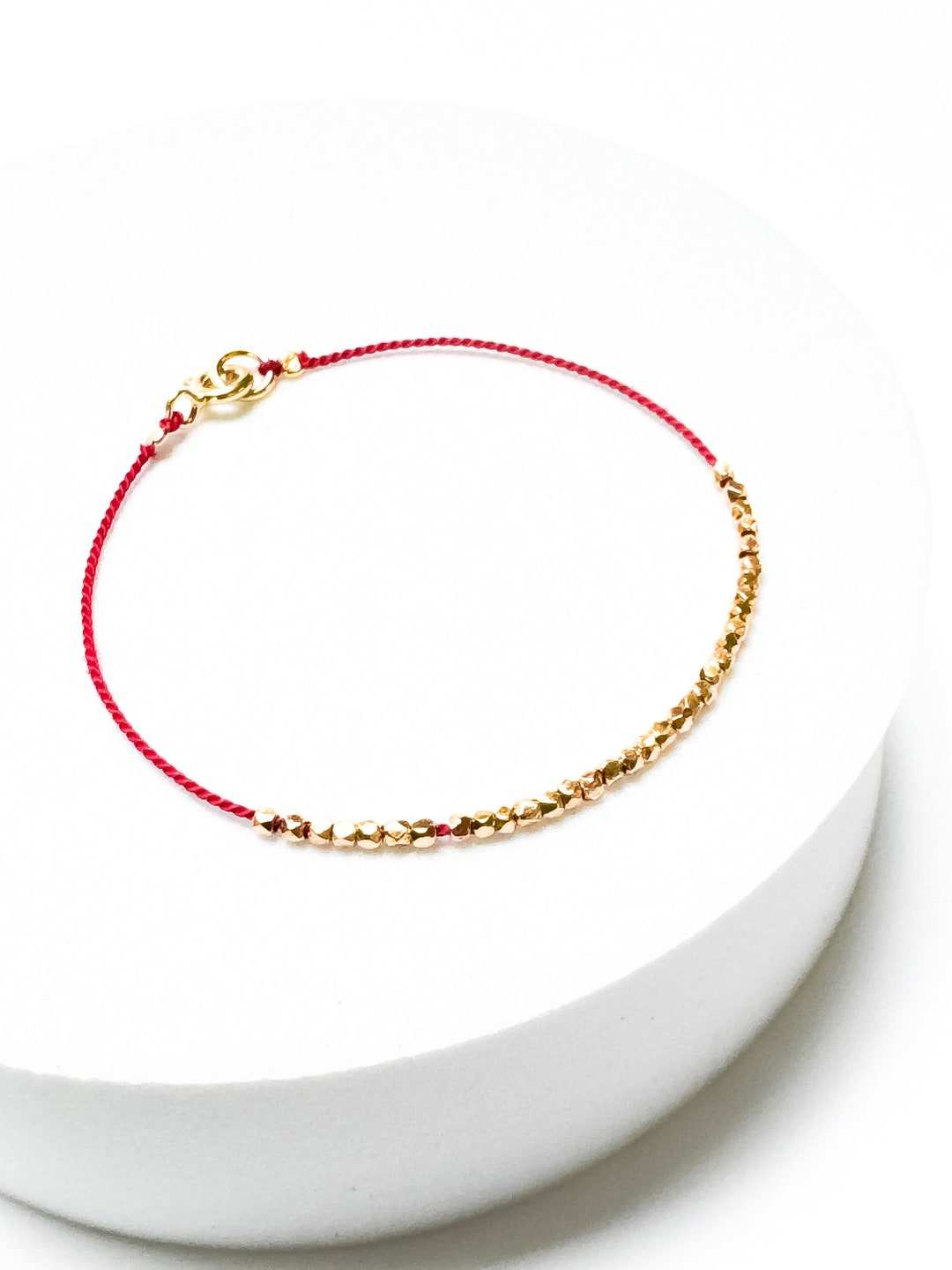Gold Red String Bracelet, Red Protection Bracelet, Friendship Bracelet