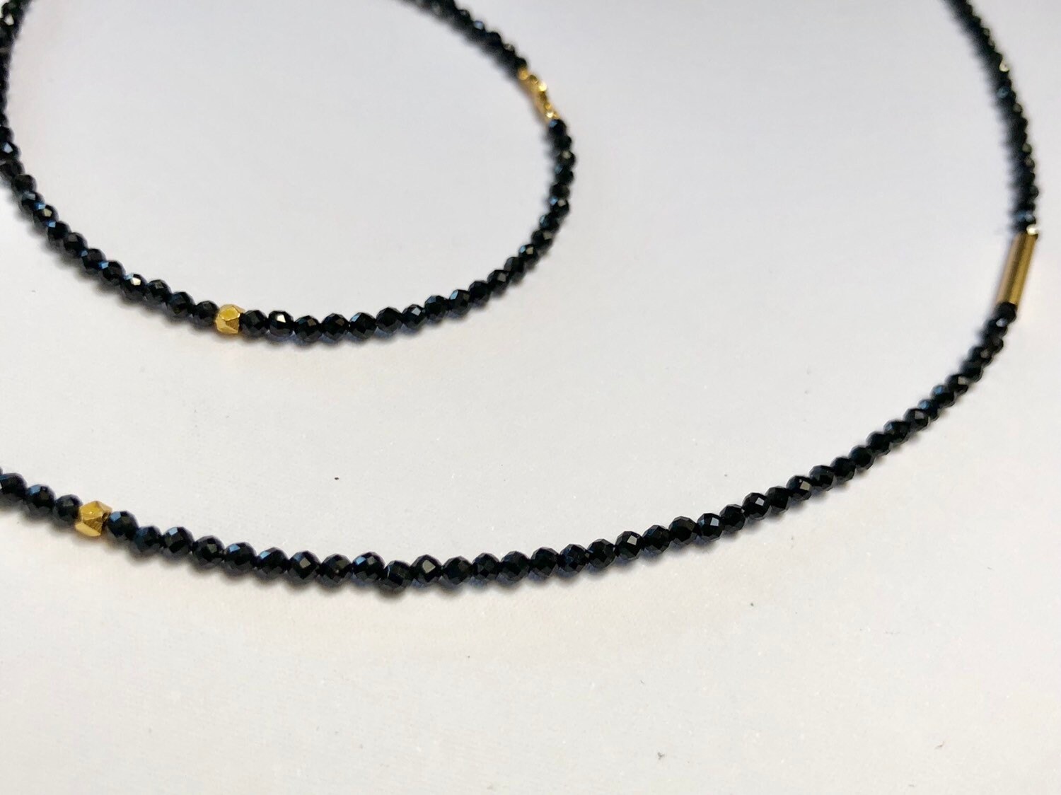Dainty Black Spinel Necklace, Black Spinel Jewelry