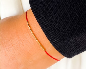 Delicate friendship bracelet, minimalistic wish bracelet, Red silk string bracelet