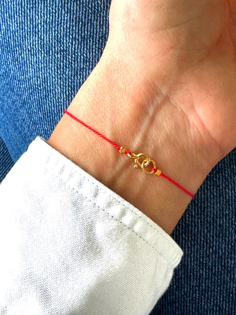 Gold Red String Bracelet, Red Protection Bracelet, Friendship Bracelet