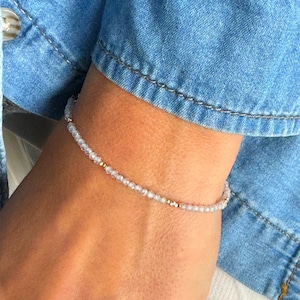 Zircon beads bracelet, skinny tennis bracelet, minimalist gift for woman, stacking jewelry, zircon jewelry