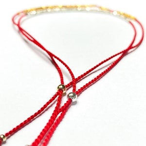 24K gold vermeil Red Silk string Bracelet, protection and wish bracelet, friendship bracelet image 4