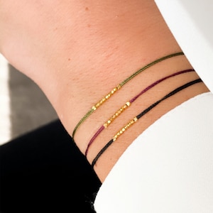Delicate Silk Wish Bracelet: Gold Filled Karen Hill Tribe Beads