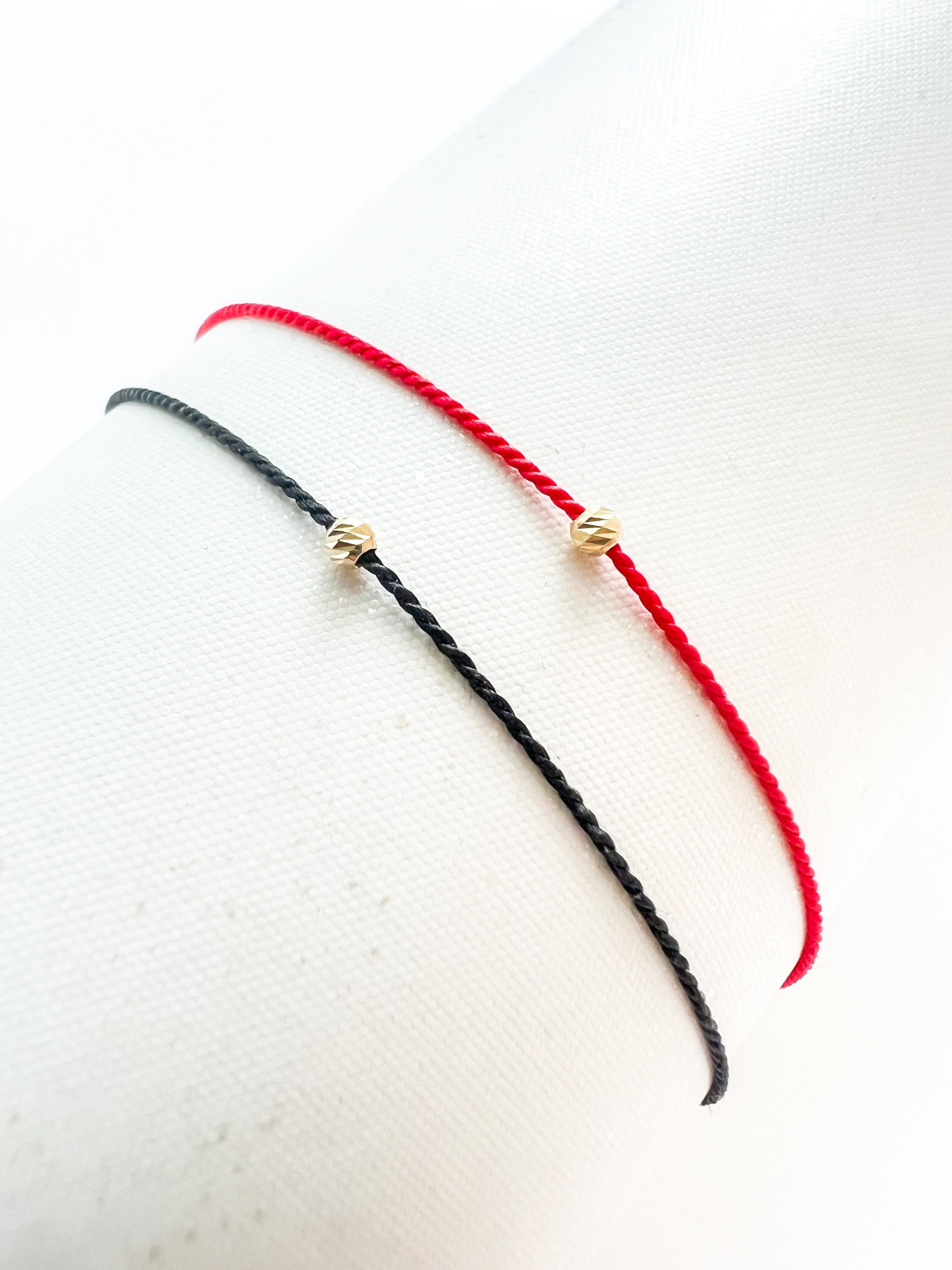 Red Thread Bracelet With Sterling Silver Tube Adjustable 