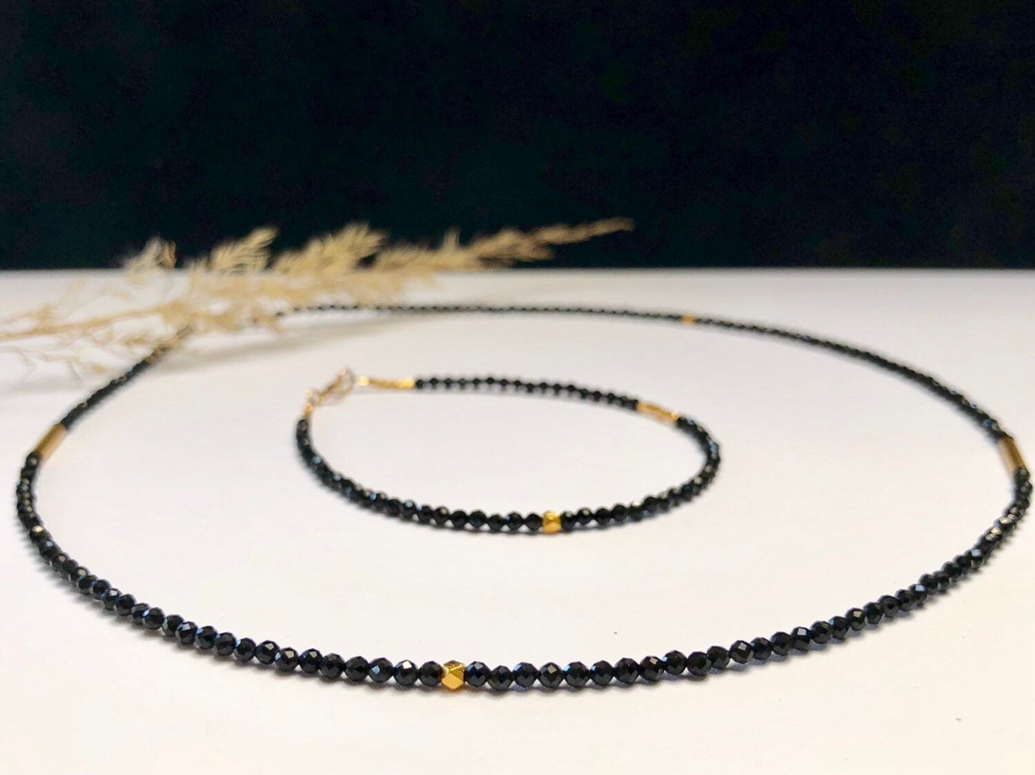 ブレスレット LESS IS MORE black spinel necklace Black Spinel Tennis Necklace in Black Rhodium-Plated