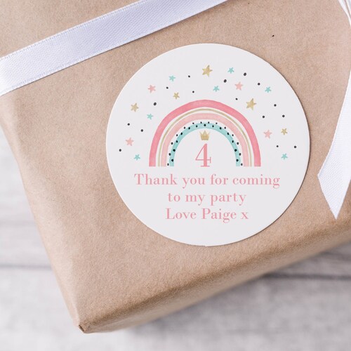Personalised Rainbow Happy Birthday Labels Birthday Stickers Etsy UK