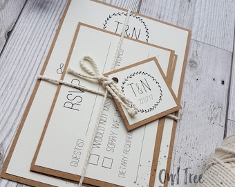 kraft wedding invite etsy