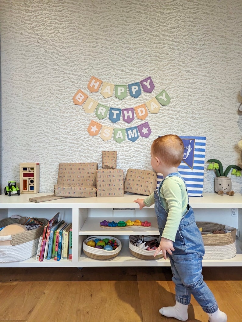 Large Felt Happy Birthday Bunting Birthday Felt Banner Reusable Felt Birthday Bunting Colourful Flag Kids Rainbow Party Decoration image 4