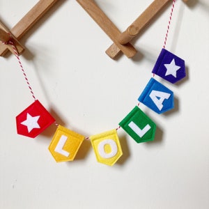 Personalised Felt Colourful Bunting - Bright Name Garland - Felt Rainbow Name Bunting - Vegan Felt Flag Banner Kids Room Play Circus Decor