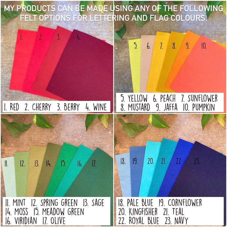 Gepersonaliseerde vlagdecoratie - naam of woord vilten vlag aangepaste kleur - Wild Read Play Love speerpuntvlag - Kinderkamer Kinderkamer afbeelding 8
