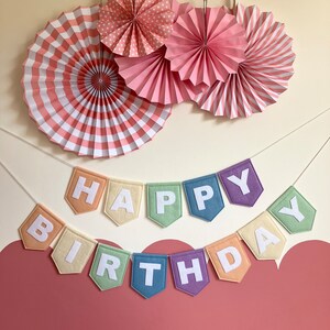 Large Felt Happy Birthday Bunting Birthday Felt Banner Reusable Felt Birthday Bunting Colourful Flag Kids Rainbow Party Decoration image 2