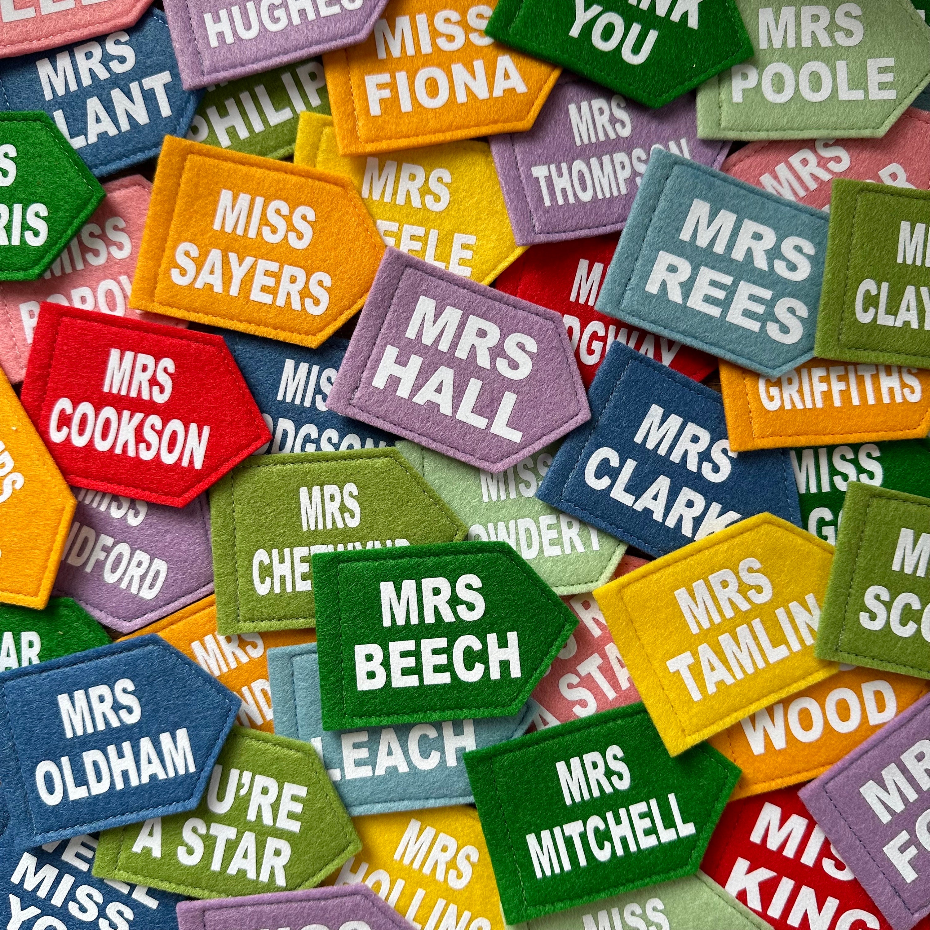 Teacher Gift Personalised Felt Flag Custom Colours - Pen Pot Spearhead Flag TA Present - Colourful Classroom Nursery Decor Primary School
