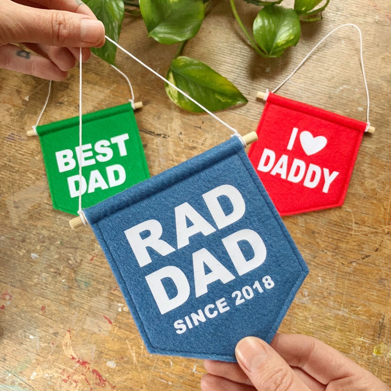 Fathers Day Banner Felt Personalised Daddy Banner Gift Rad Dad, Grandad, Stepdad, I Love Daddy Custom Colour Banners & Flags image 2