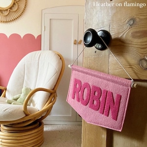Name Felt Banner in Custom Colours - Personalised Bedroom Door Sign - Kid’s Room/Nursery Decor - Colourful Flag - Choose Your Colours