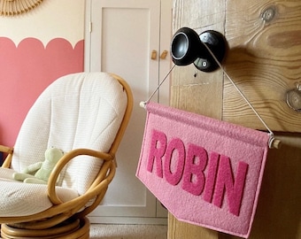 Name Felt Banner in Custom Colours - Personalised Bedroom Door Sign - Kid’s Room/Nursery Decor - Colourful Flag - Choose Your Colours