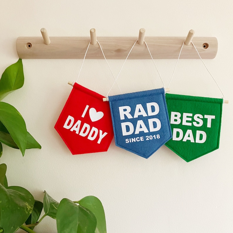 Fathers Day Banner Felt Personalised Daddy Banner Gift Rad Dad, Grandad, Stepdad, I Love Daddy Custom Colour Banners & Flags image 1