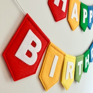 Large Felt Happy Birthday Bunting Birthday Felt Banner Reusable Felt Birthday Bunting Colourful Flag Kids Rainbow Party Decoration image 3