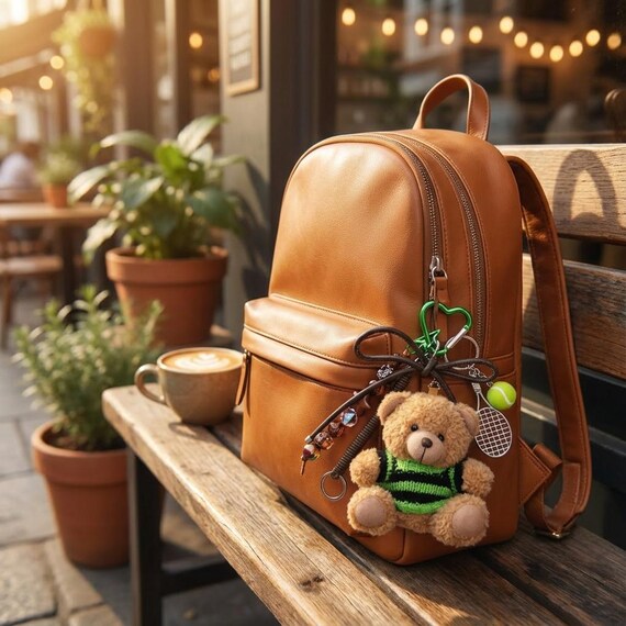 Sporty Bear & Tennis Enthusiast Bag Charm - Etsy Israel