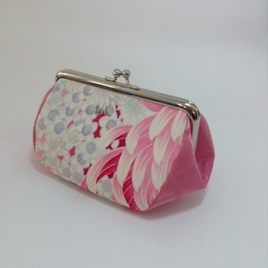 Cosmetic Pouch (S) Pink floral /made from Vintage Kimono Fabric