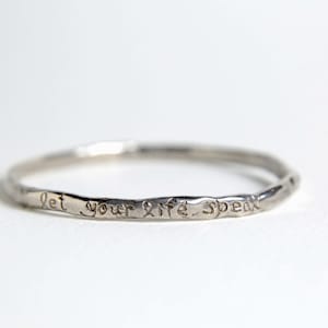Quaker quote Bangle - sterling silver, handwritten, inspirational