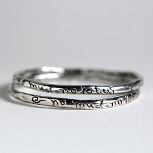 no mud no lotus Bangle - sterling silver, handwritten, inspirational