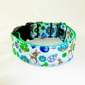 Dog collar &quot;Forest&quot; water-repellent wipeable collar dog outdoor adjustable with click closure plastic or metal (aluminum)