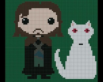 Jon Snow and Ghost Cross stitch pattern: Game of Thrones