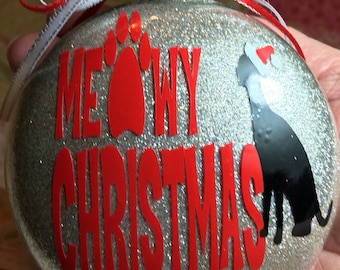Meowy Christmas with cat Christmas ornament