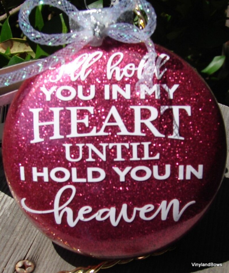 I'll Hold You In My Heart Glass OrnamentGlitterMemorial Etsy