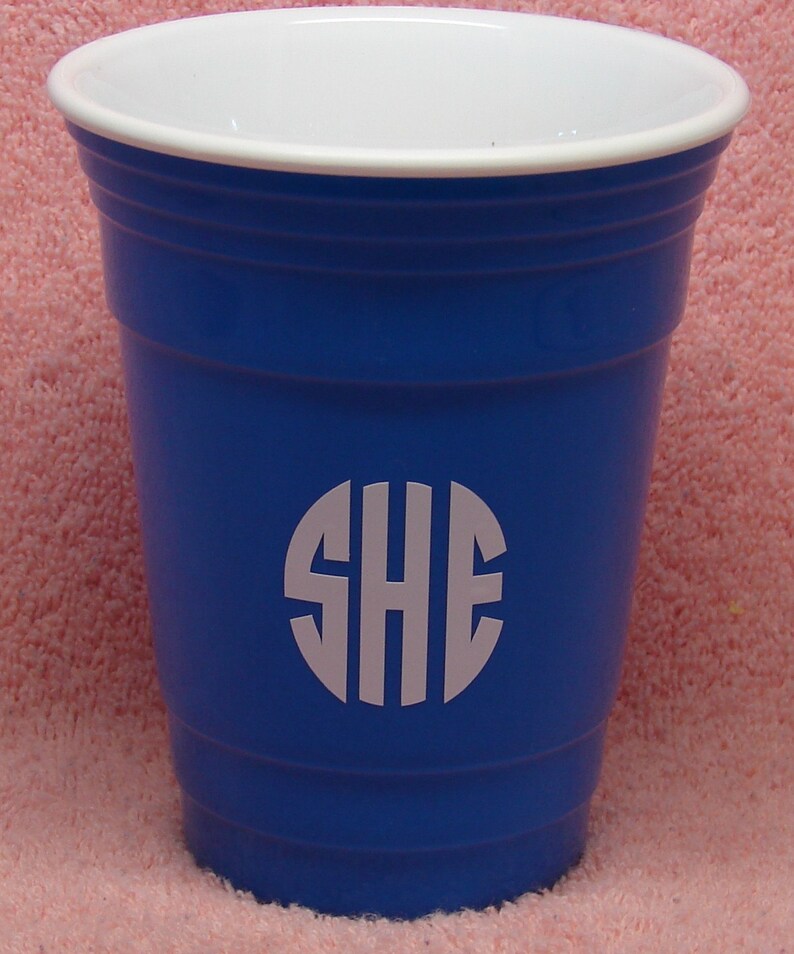 Reusable party cup with vinyl initials Etsy