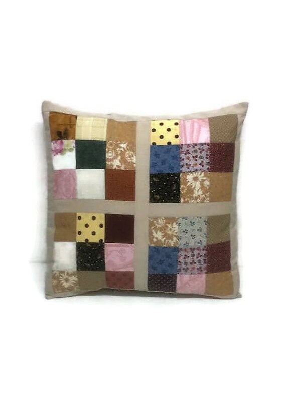 Patchwork cushion Cotton Coussin patchwork squares unique Etsy