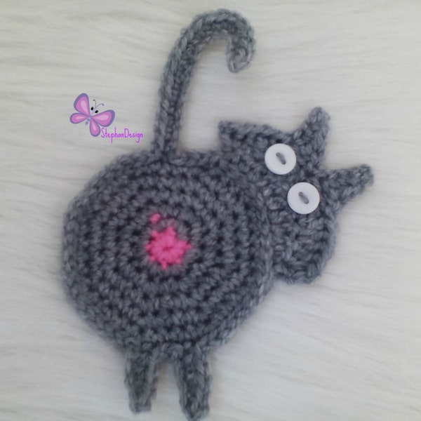 Crochet Cat Butt Coaster PATTERN PDF