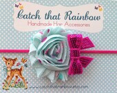 Sequin bow and flower Baby headband, baby girl headband, baby headband, newborn headband, flower girl headband,  toddler headband, flower