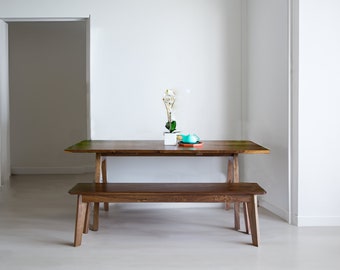 Scandinavian Dining Table Set, Handcrafted in Solid Hardwood by Moderncre8ve